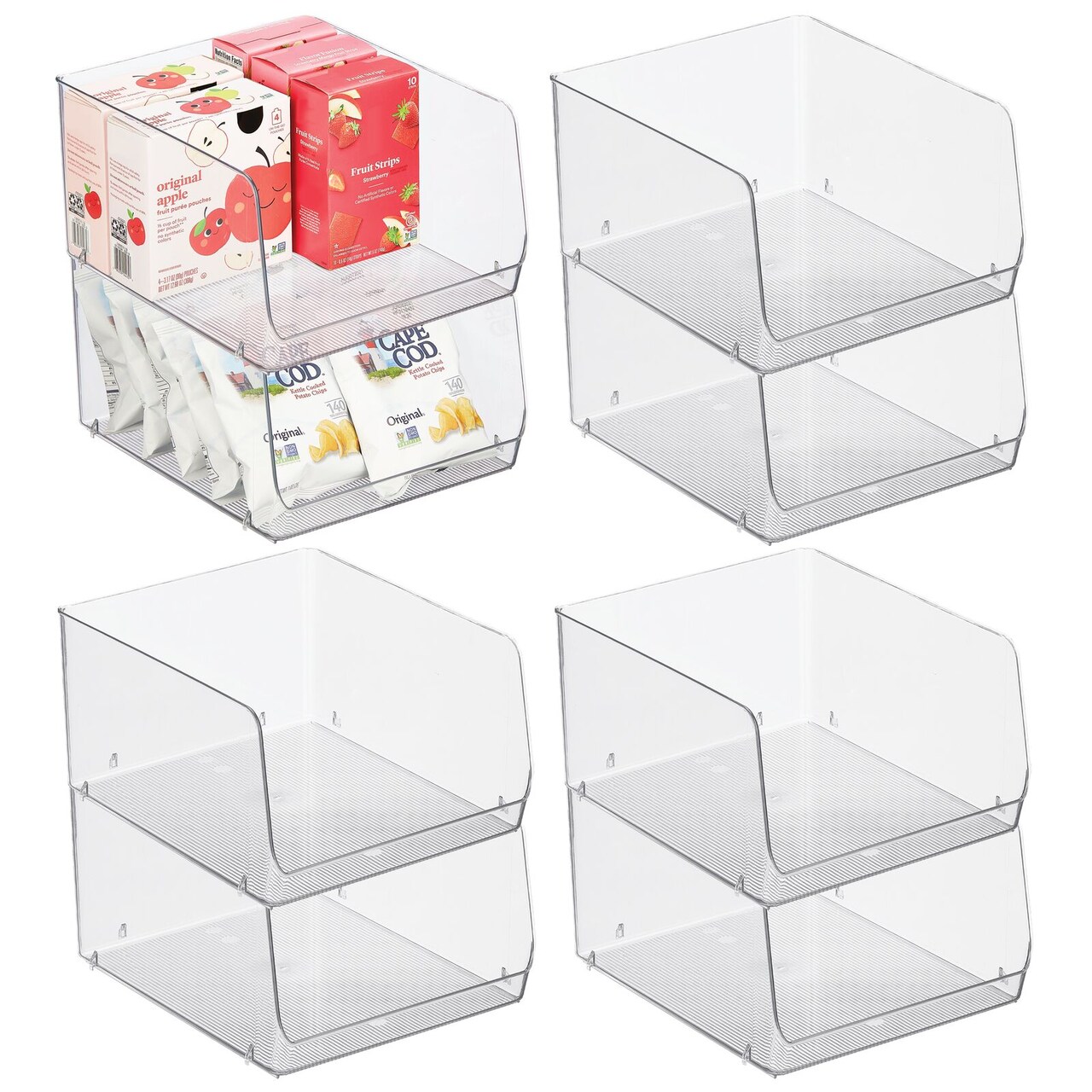 mDesign Kitchen Plastic Storage Organizer Bin with Open Front - 8 Pack